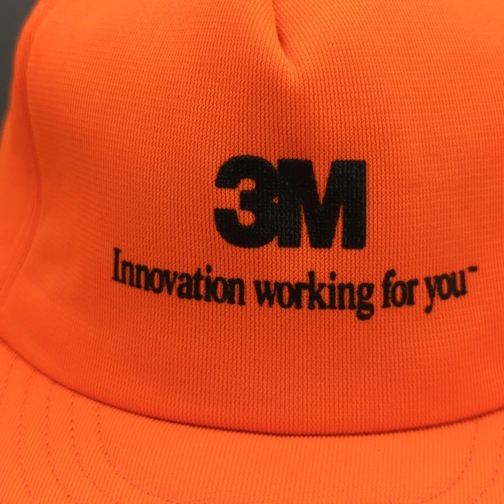 Vintage 3M Hat Orange Full Foam Snapback Cap America Made USA 90s Promo